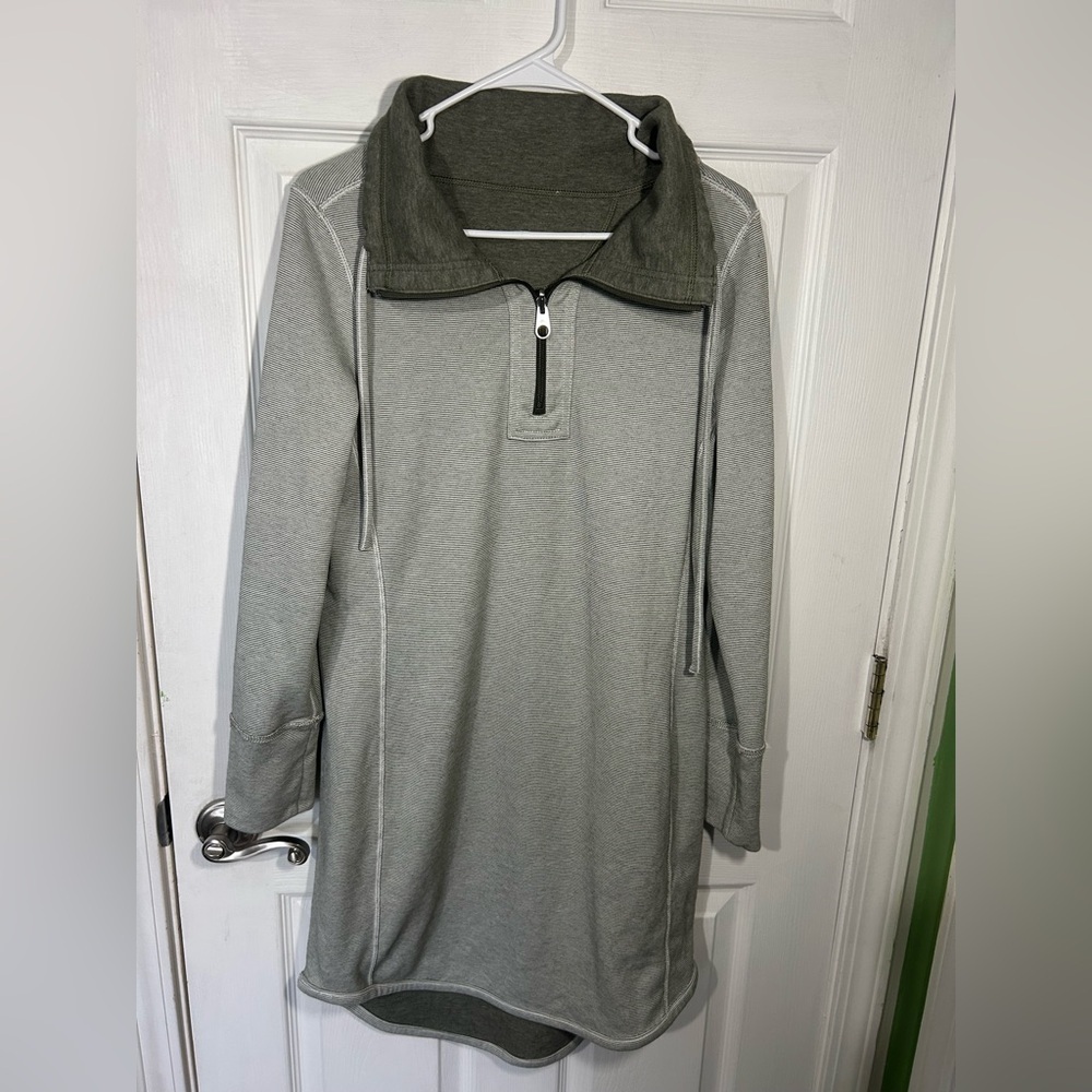 Tommy Bahama Tobago Bay half-zip sweatshirt dress in a tea leaf reversible small - Picture 5 of 15
